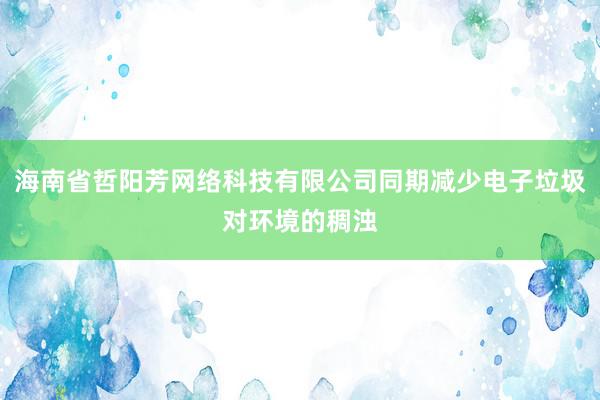 海南省哲阳芳网络科技有限公司同期减少电子垃圾对环境的稠浊
