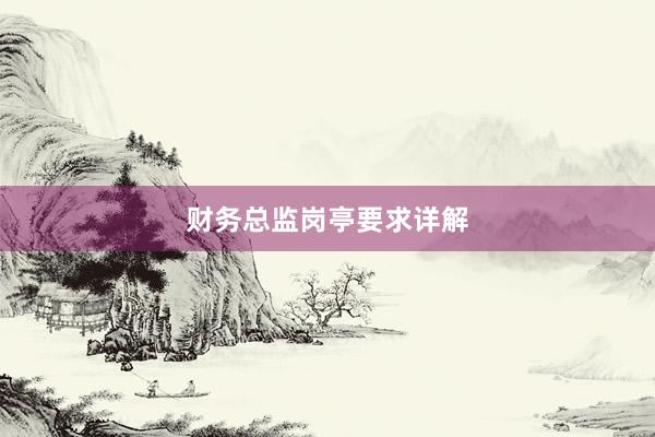 财务总监岗亭要求详解